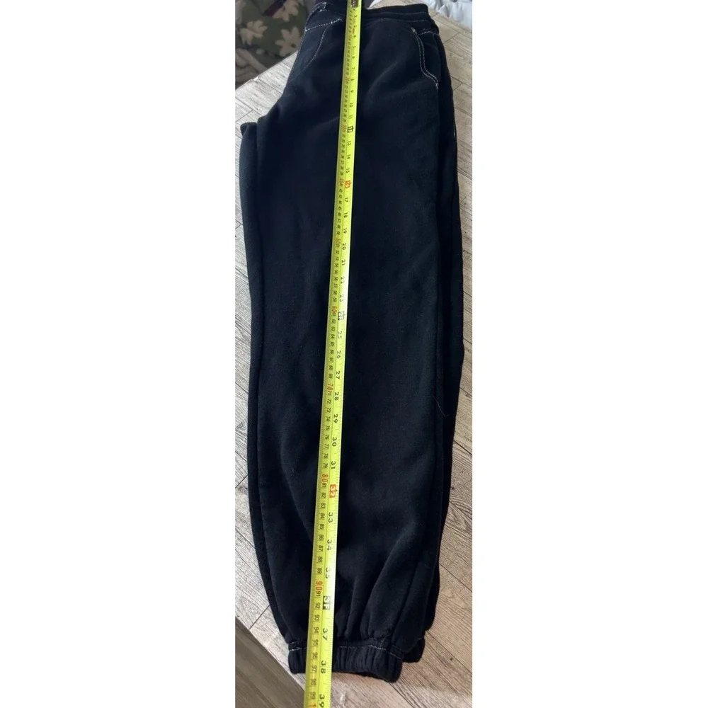 True Religion Sweatpants MEDIUM Black White Big T Contrast Stitch Joggers Y2K